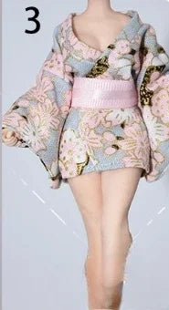 1/12 Scale Female Soldier Short Japanese Printing Kimono Dress Clothes Model for 12" Tbleague Phicen Body Accessories