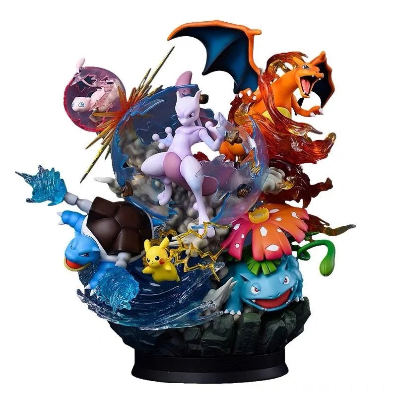Anime Pokemon Reverse Mewtwo Pet Pikachu Evolution Group Gk Action Figure Model Toy Decoration Small Sprite Frog Childrens Gifts