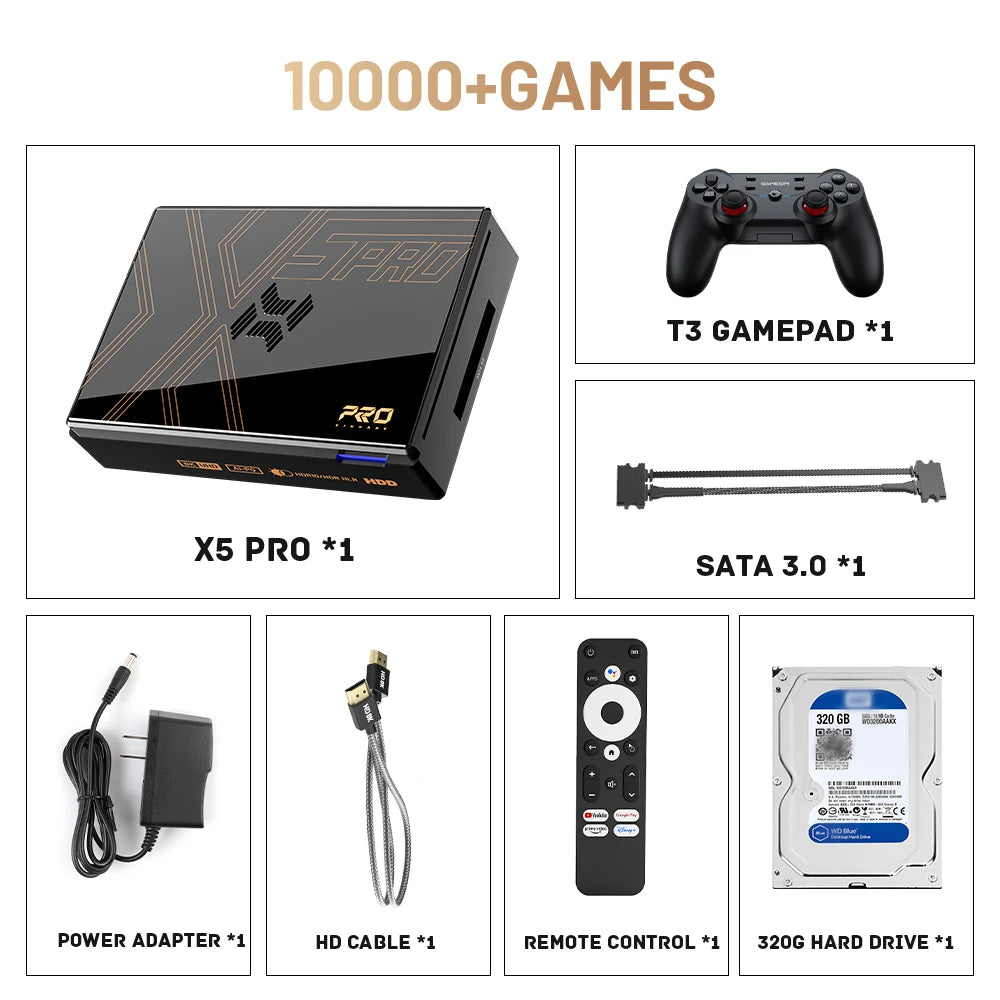 Super Console X5 Pro Retro Game Console with 16000 Games for PS2/PS1/SS/DC/N64 with 4T HDD Plug and Play Game Player