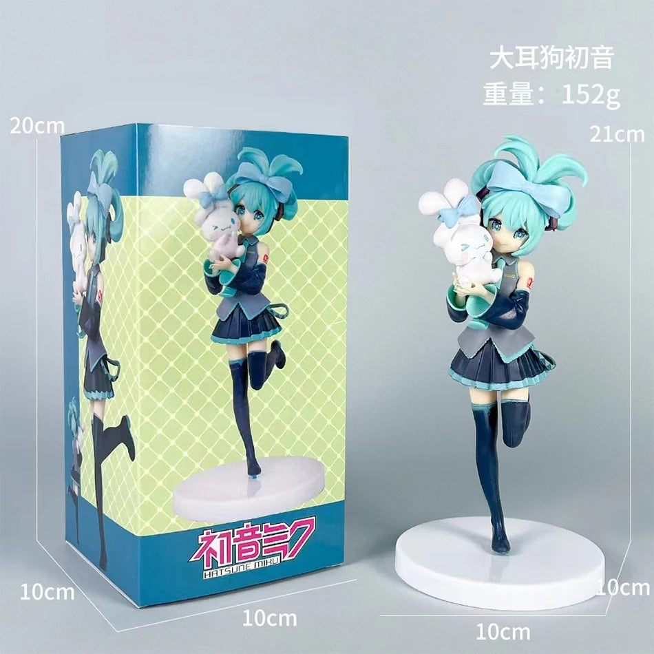 20CM Anime Hatsune Miku X Cinnamoroll Figure Anime Peripheral Collectible Models Decorative Decorations Children Kawaii Gift