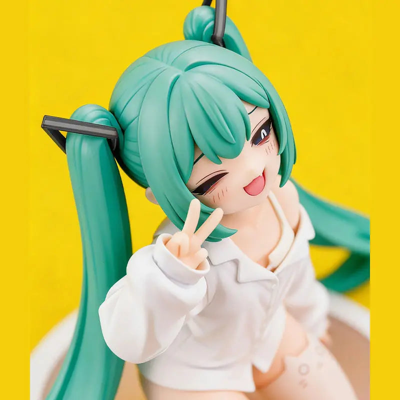 Hatsune Miku Anime Figure Gk Model Beautiful Girl White Pajama Collectible Statue Desktop Ornament For Adult Anime Collection