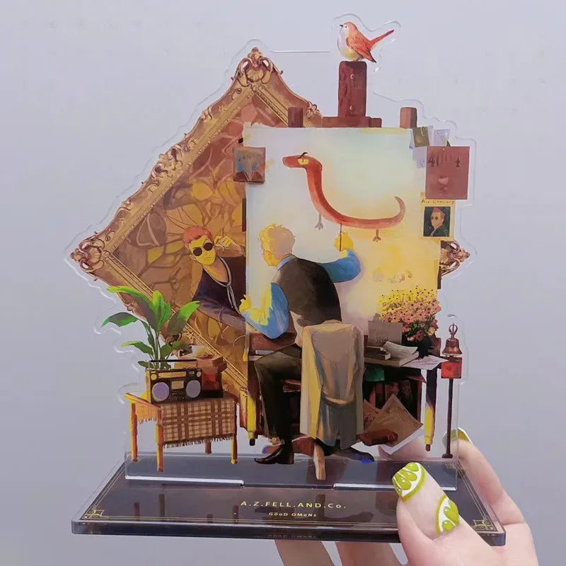 Good Omens Anime Acrylic Stand Aziraphale Crowley Desktop Display Angel Demon Room Decor Cartoon Goods Accessories Collection