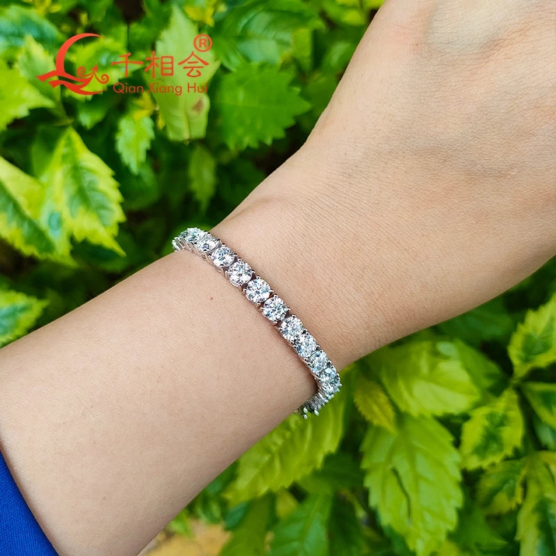 3mm 4mm 5mm 6.5mm Luxury Tennis Bracelet S925 Sterling Silver  D vvs white Moissanite jewelry Men Women gift  gift party