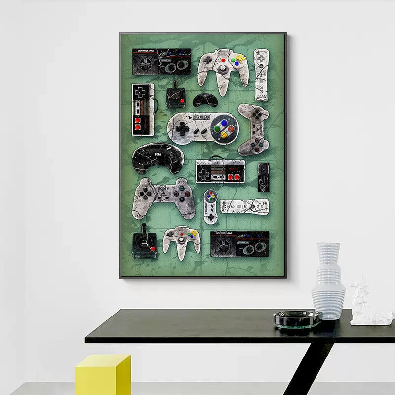Moderne Gamepad Handheld Spielkonsole Controller Poster Leinwand Malerei Wand Bild Für Gamer Spiel Zimmer Hause Dekoration