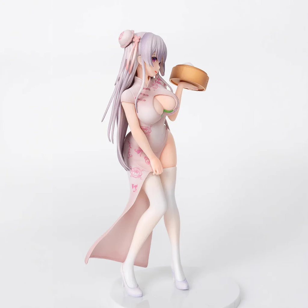 UC Miko's Original Character "Momo Man Jiang" Peach Bun Girl Qipao Standing Figure - PVC Collectible Model Boxed