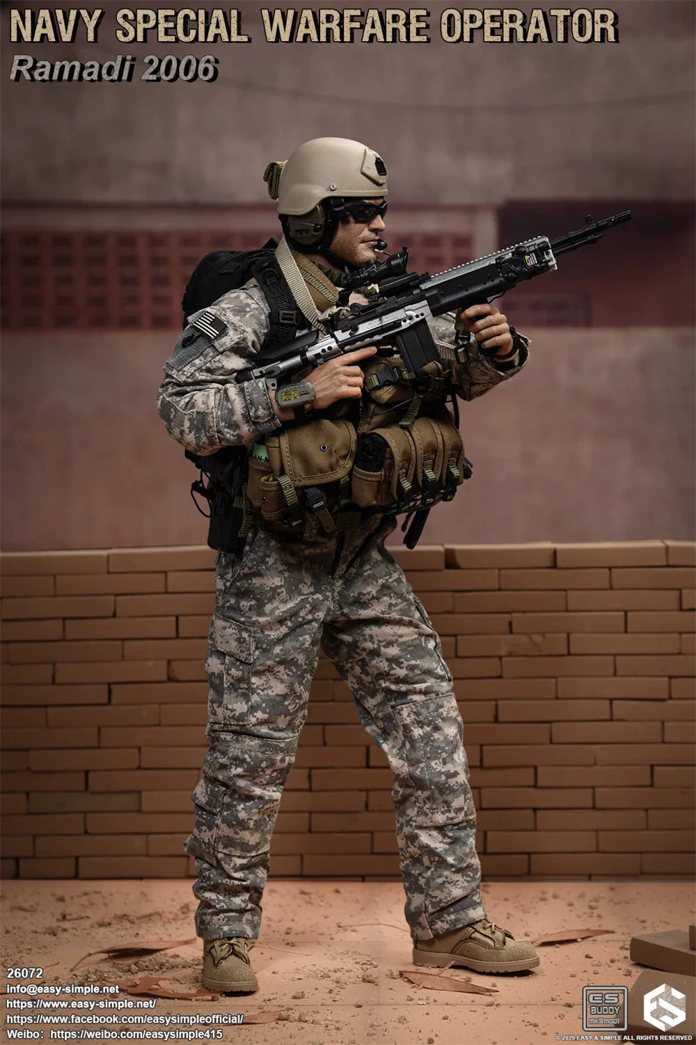 1/6  Easy&Simple ES 26072 US. Soldier Doll Operation Unit Full Set Moveable Action Figure About 12" Gift For Fans