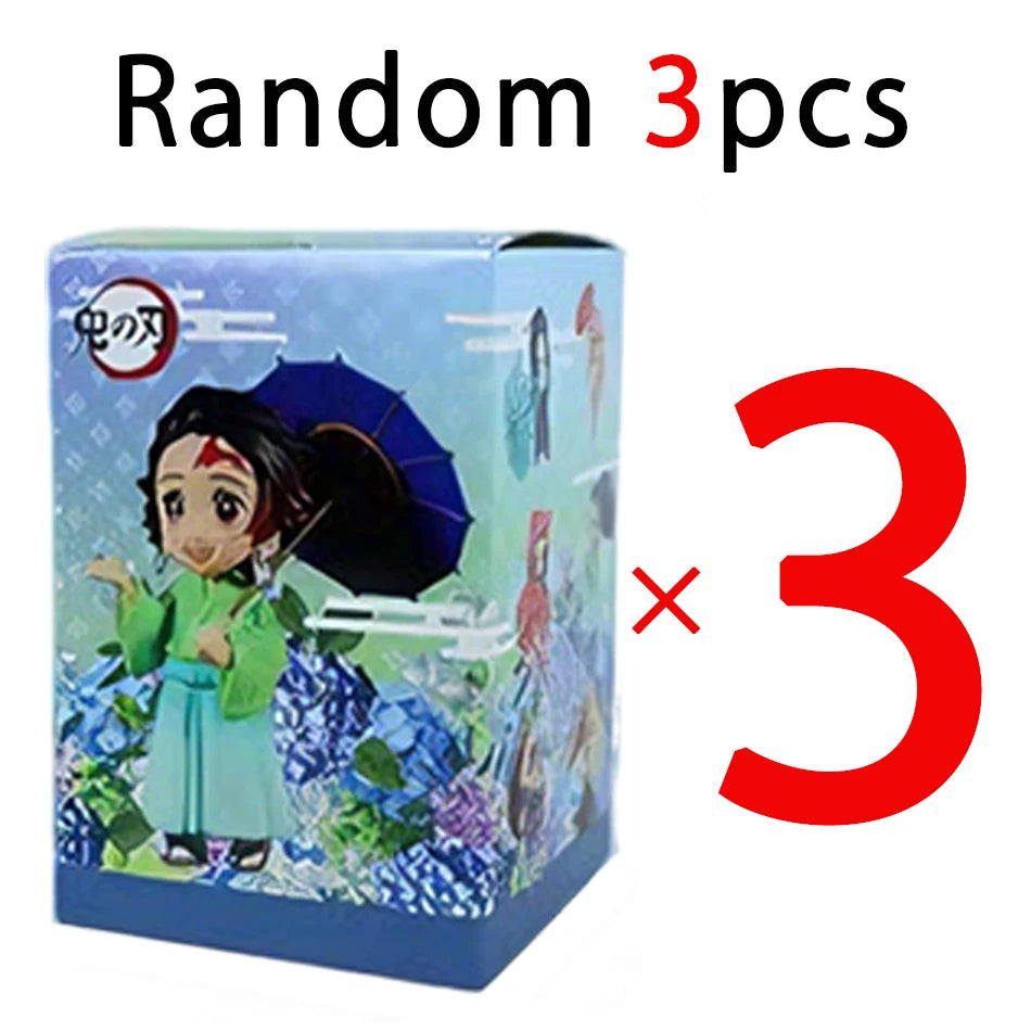 In stock 12cm kawaii  Demon Slayer Plum Rain Series with Box Handmade Model no Yaiba Kamado Nezuko Action Figure Ornament Gift