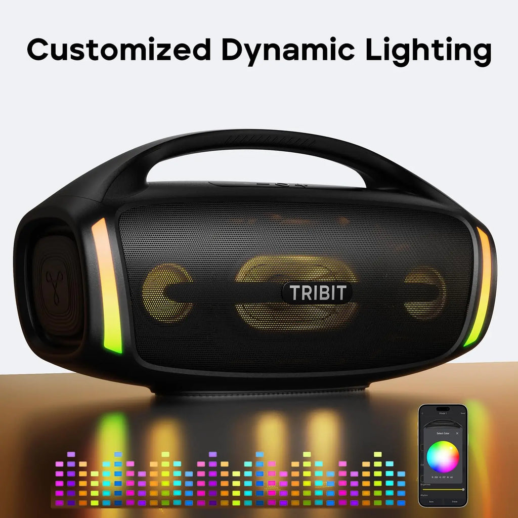 TRIBIT StormBox Blast 2 Bluetooth високоговорител, 200W мощност със субуфер, външен, IP67 парти високоговорител, 30 часа време на възпроизвеждане, LED, микрофонен вход