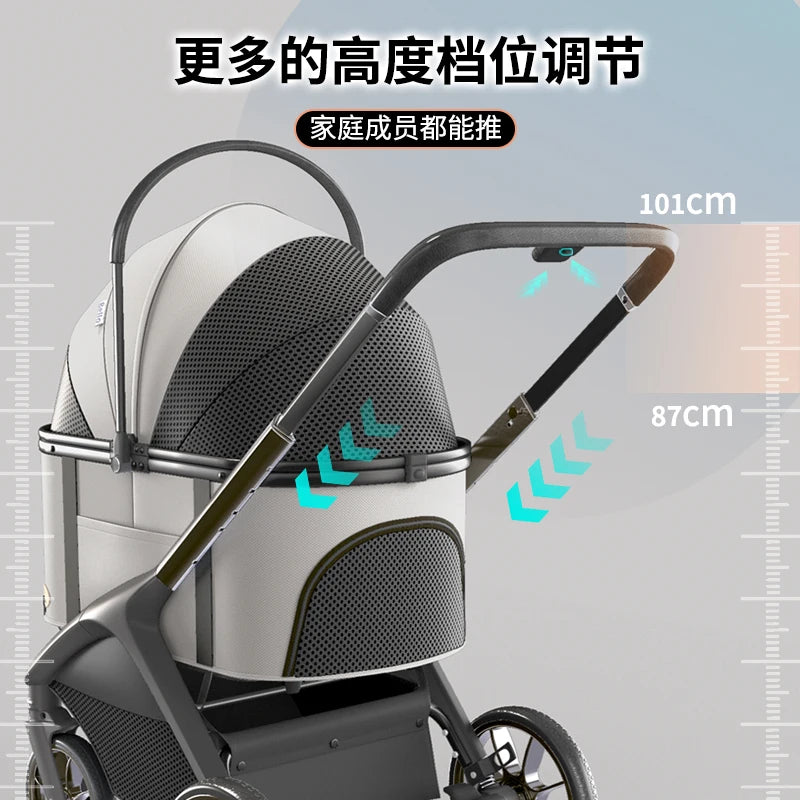 BELLO newest Pet Stroller Dog Cat Low Basket Parm aluminum alloy Cart Dog Lightweight Foldable Walking parm
