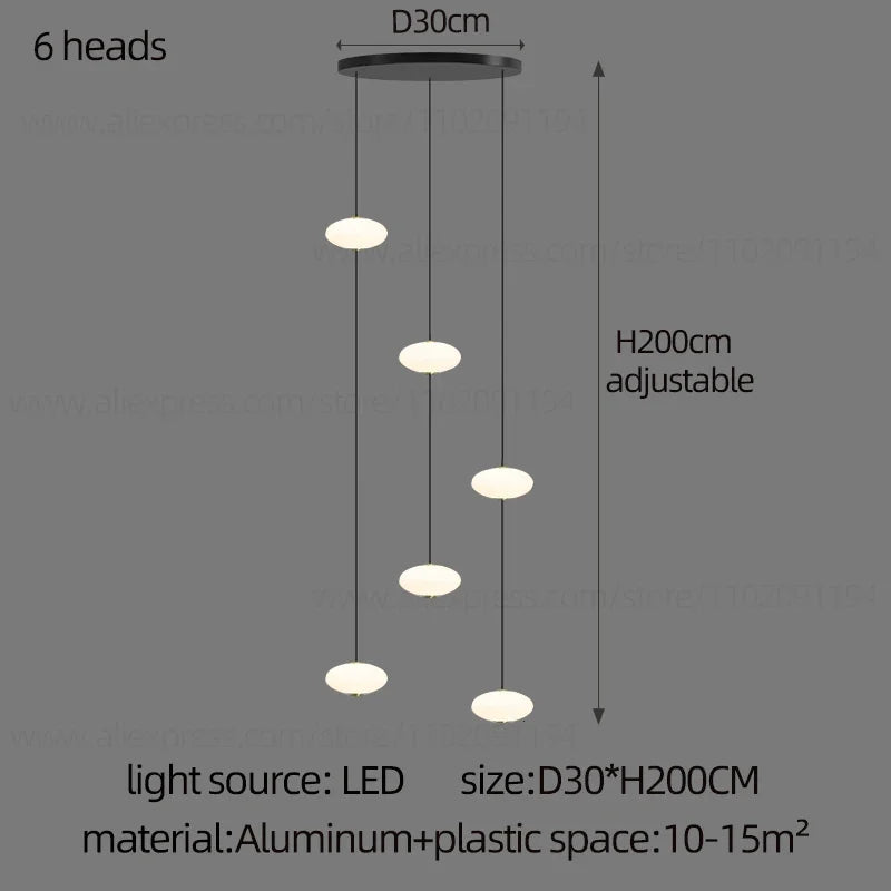 Modern Led staircase chandelier living room hanging light designer Villa duplex building  oval string attic pendant lighting