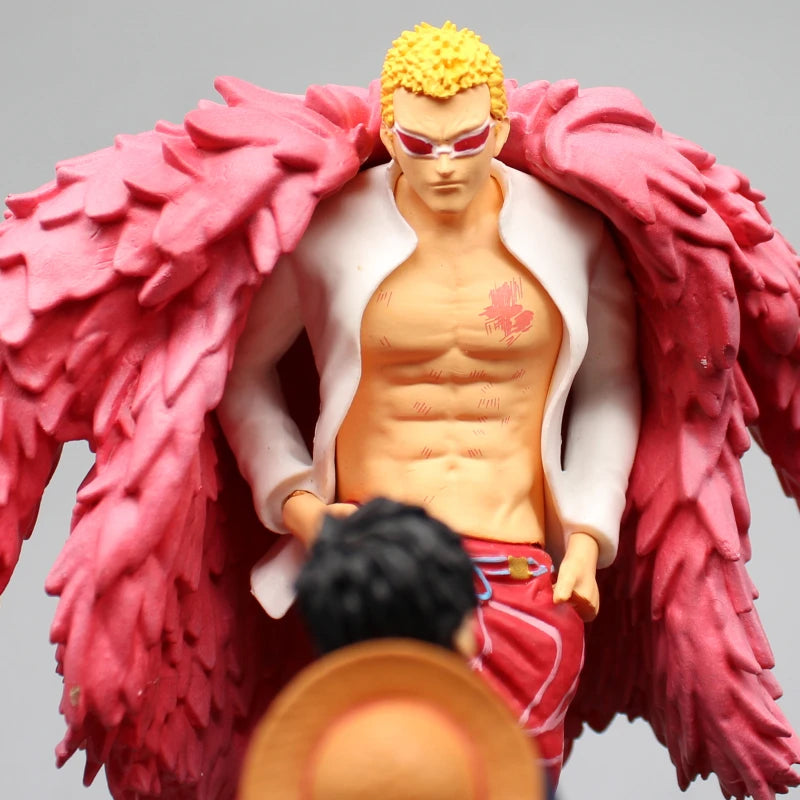 One Piece Actionfigur Donquixote Doflamingo Vs Luffy Anime Figur 21cm PVC Gk Statue Modell Puppensammlung Schreibtischdekoration Spielzeug
