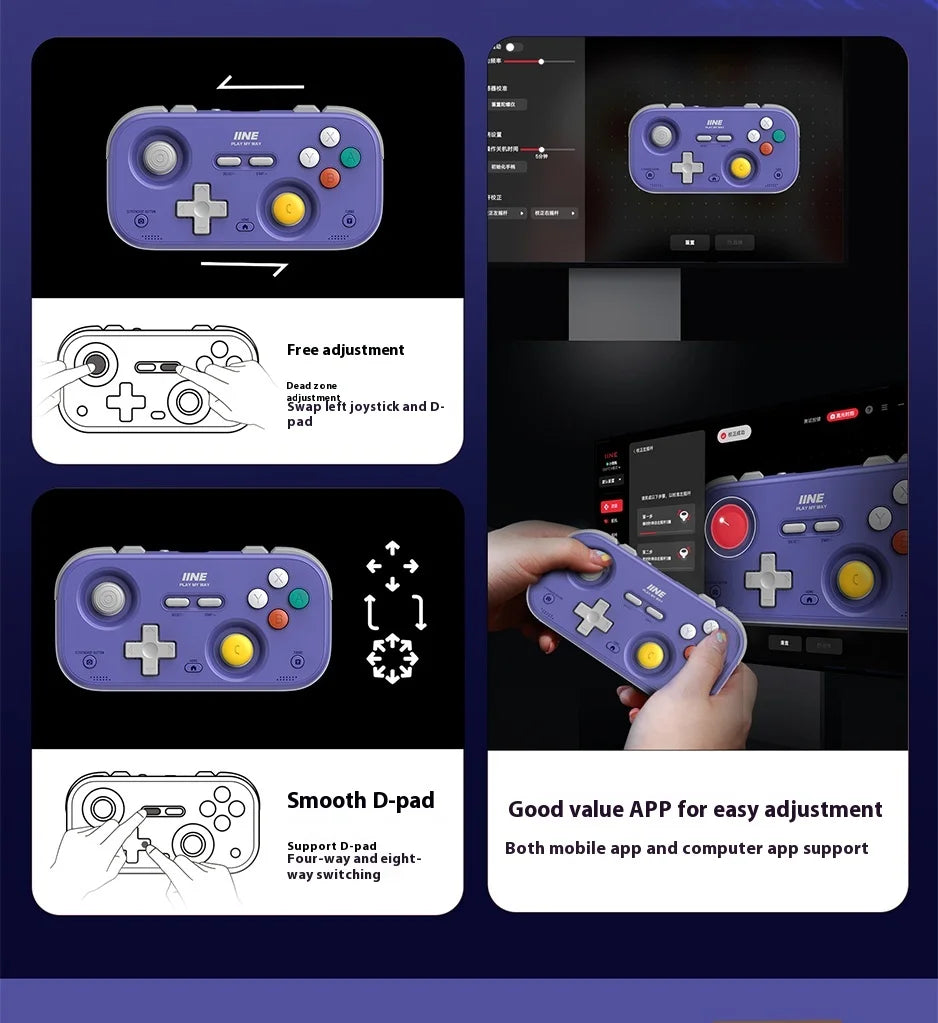 IINE Retro Card Game Controller Portable Switch2 mini handle Hall Joysticks 1000Hz Recessed Joystick Designed Customizable Gifts