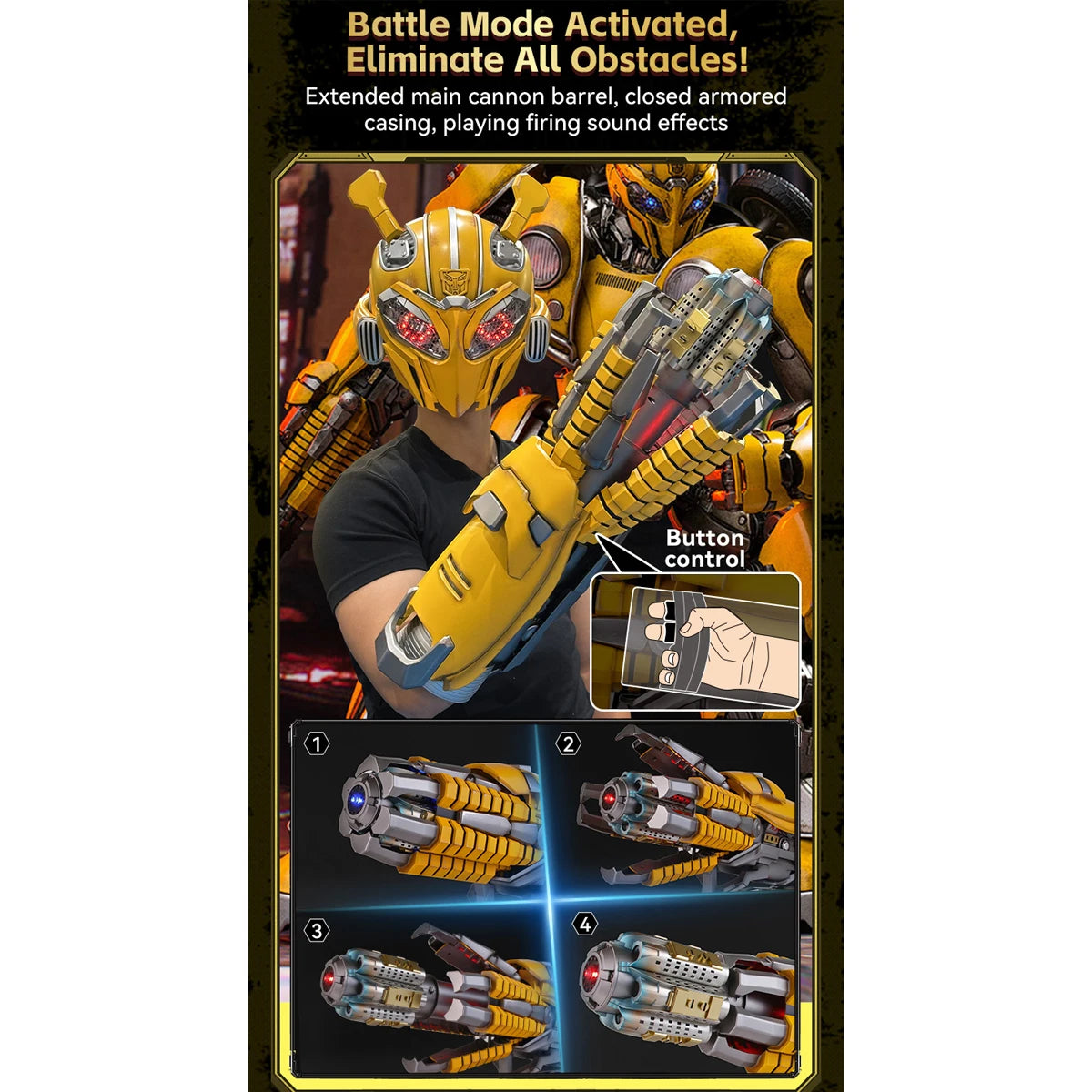 HIPLAY Killerbody Transformers BumbleBee Hand Cannon 1:1 Wearable KB20069-91 CosPlay