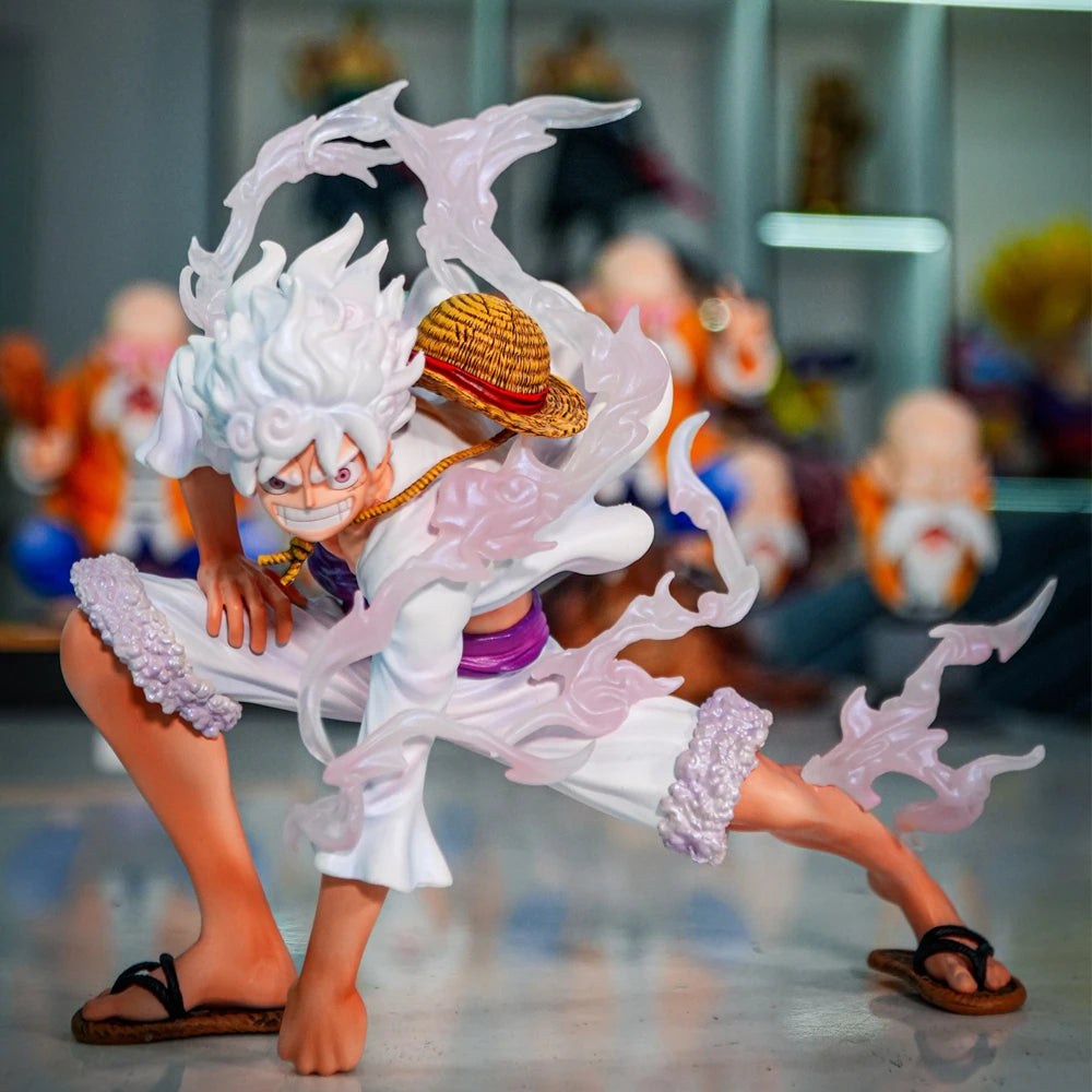 Jt Statue One Piece Eightfold Mirror Luffy Fifth Gear Nika Luffy Squatting 15cm PVC Figure Anime Model Ornaments Statue Gift