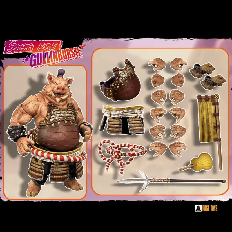 18cm Rage Studio Fury Toys Bebop Samurai Golden Boar Gullinbursti Anime Figure with Movable Joints PVC Collectible Doll