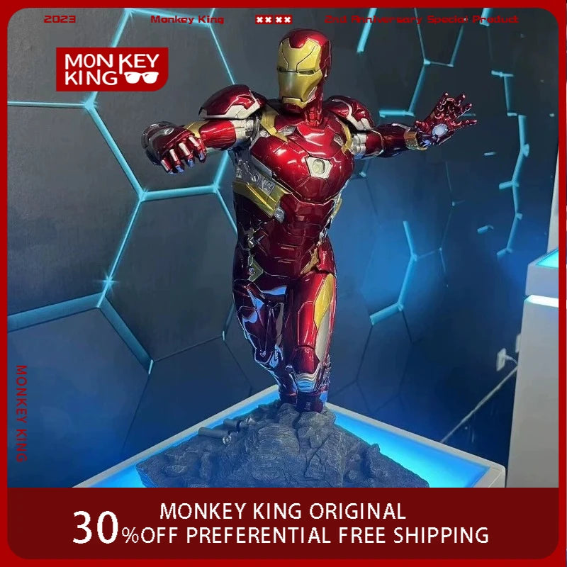 52cm Marvel Comics Figure Iron Man Can Glow High-end Resin Anime Collection Model Desktop Ornaments Holiday Gifts Children Toys