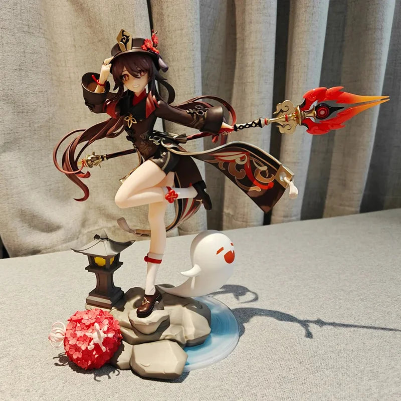 100% Mihoyo Genshin Impact Hu Tao 1/7 Scale Static Figure Snowy Plum Ver. Anime Collectible Statue For Genshin Impact Fans Gift