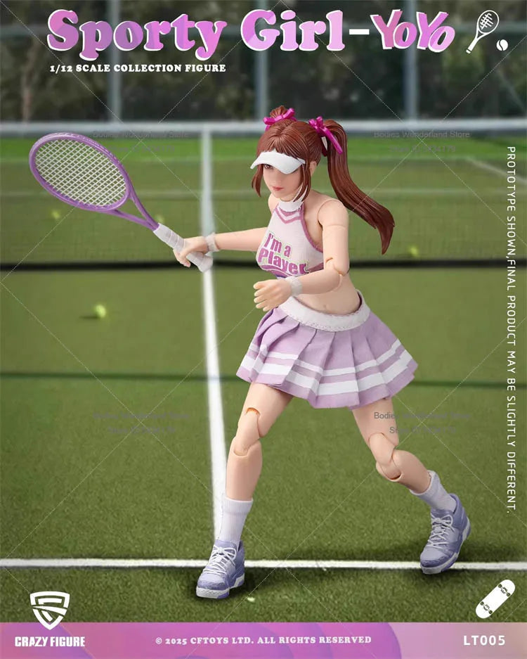 Original CFTOYS LT005 1/12 Scale Female Soldier Sporty Girl YoYo With Baseball Skateboarding 15CM Action Figure Doll Collection