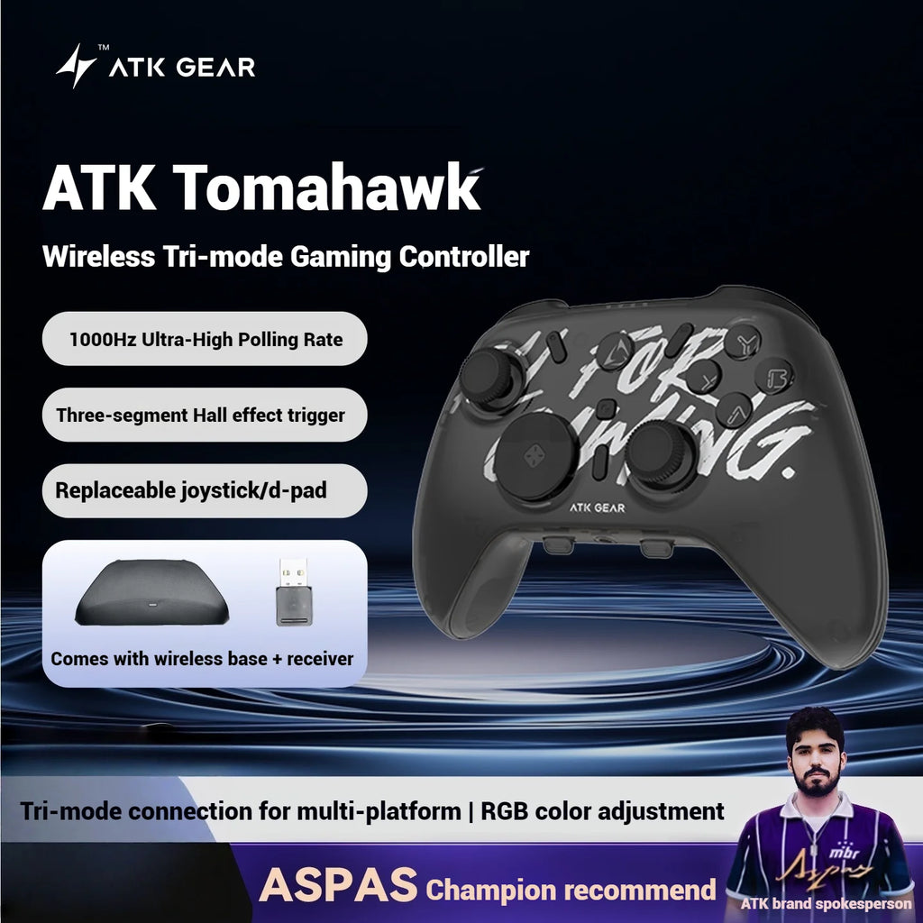 ATK Tomahawk Wireless Game Controller Tri-Mode 1000Hz Return Rate Gampad for Switch2 Pc XBox NS2 Android IOS Hall Rocker/Trigger