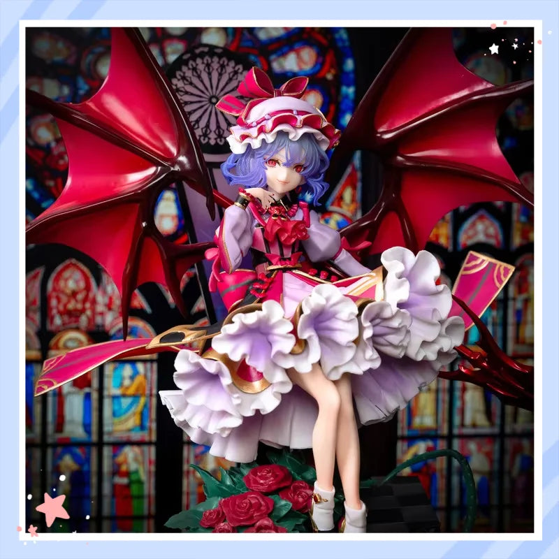 Touhou Project Remilia Scarlet Boxed Anime Figure Red Devil Wings Sitting Pose 31cm Collectible Statue For Anime Otaku Fans