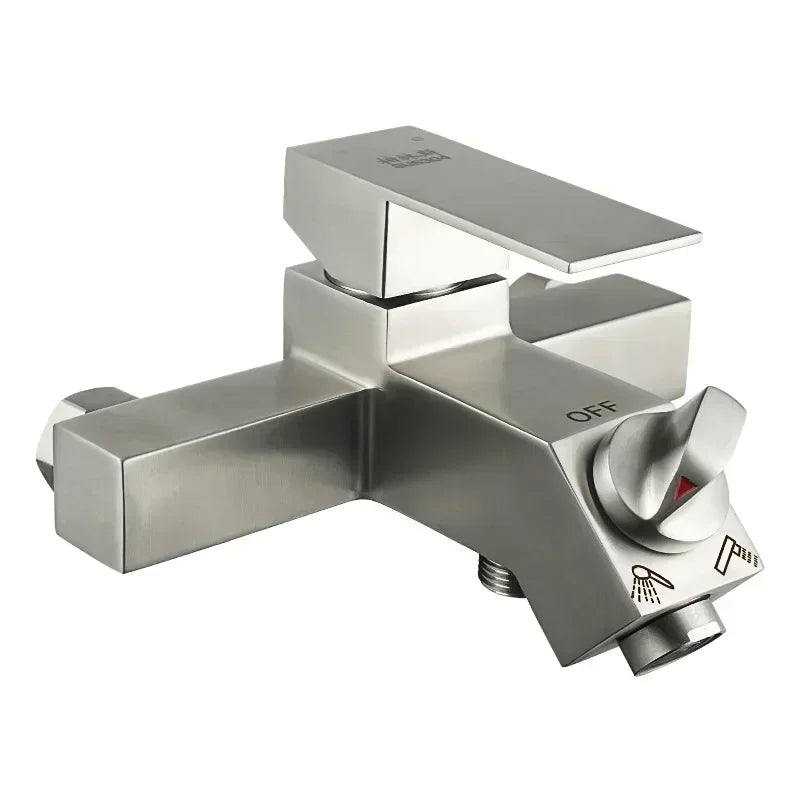 304 stainless steel square shower three-way valve, hot and cold bathroom bathtub, concealed shower faucet