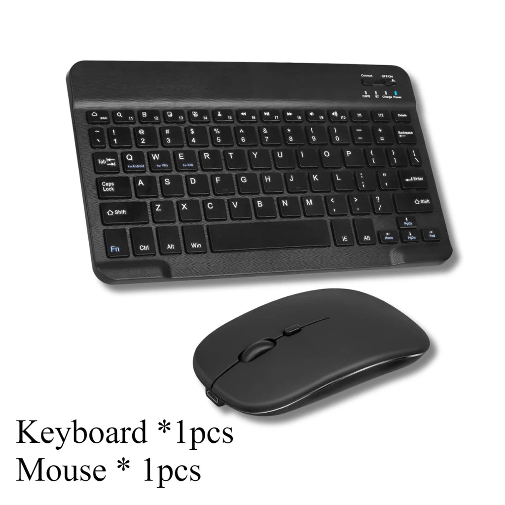 Mini Wireless Keyboard & Mouse Combo, Bluetooth for iPad/Android Tablets/Samsung/Xiaomi, Ultra-Slim Portable, Rechargeable