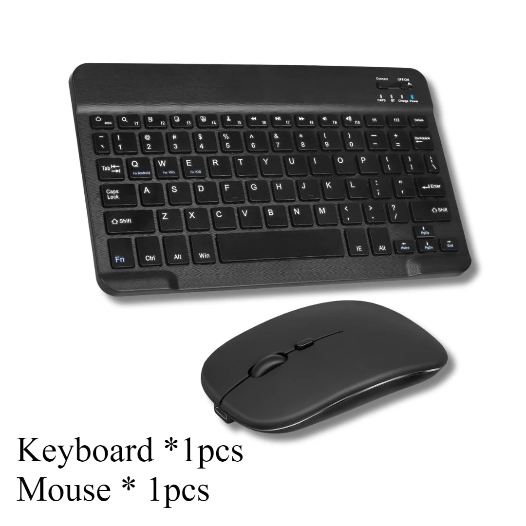 Mini Wireless Keyboard & Mouse Combo, Bluetooth for iPad/Android Tablets/Samsung/Xiaomi, Ultra-Slim Portable, Rechargeable
