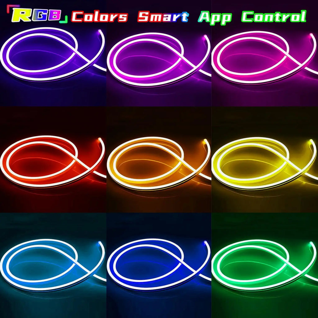 30M/20M/15M/10M RGB LED Neon Lights, Smart App Remote Control, Waterproof Music Sync Color Changing Rope for Bedroom Living Game