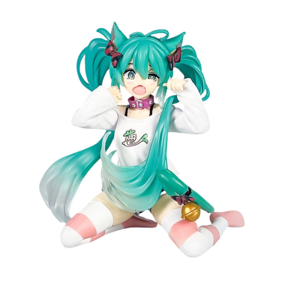 11/14cm 2pcs Anime Figurine Sitting Posture Cat Ear Hatsune Miku Action Model Pvc Toy Collection Desktop Accessories Gift