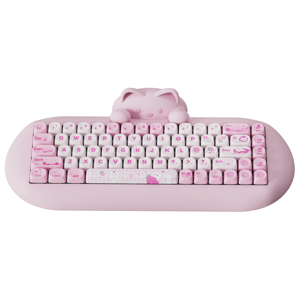 YUNZII C68 Pink 65% Hi-Fi Cute Cat Silicone Hot Swap NKRO  Ergonomic Wireless BT5.0/2.4G/Wired RGB Mechanical Gaming Keyboard