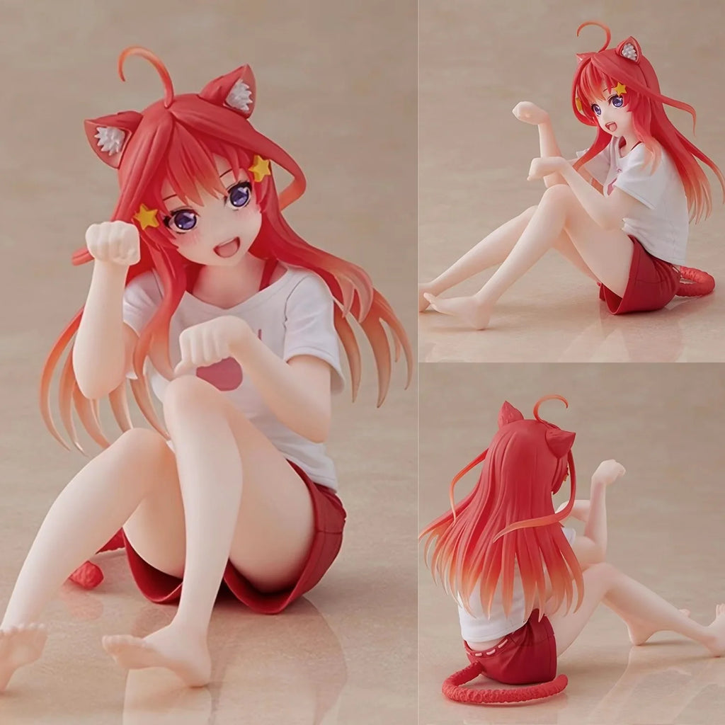 Anime The Quintessential Quintuplets Desktop Cute Nakano Itsuki Figures Cat Room Wear Ver Girl Statue Model Doll Desk Decoration