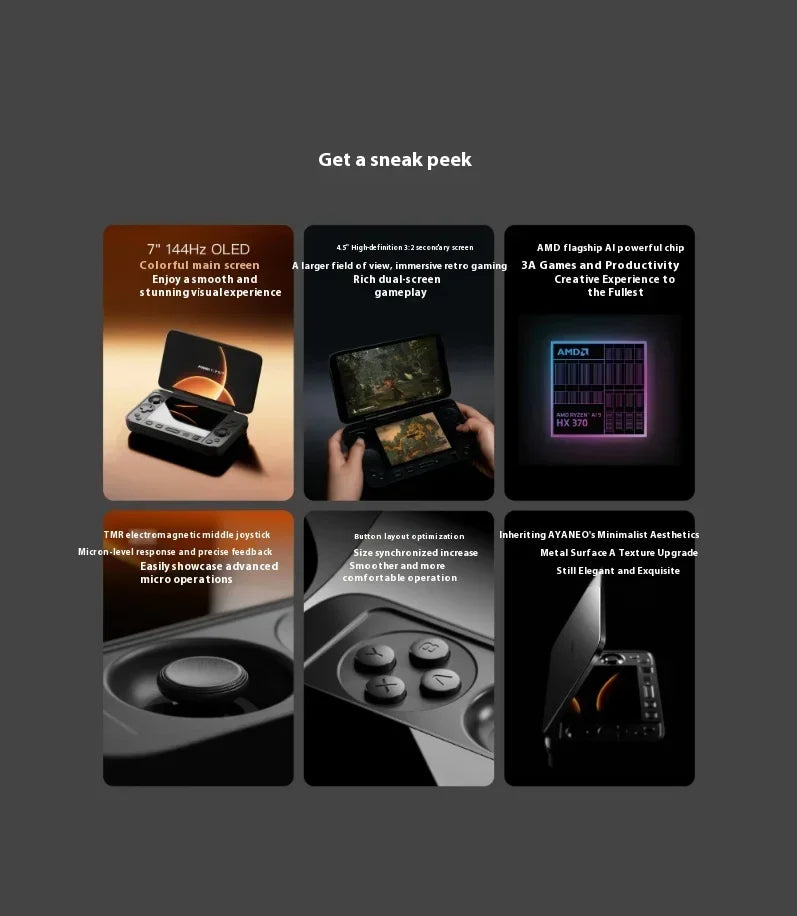 1S DS Flip Game Console 7" 1080P 144Hz OLED Screen Portable Handheld Console HX370 8840U Dual Screens Game Machine