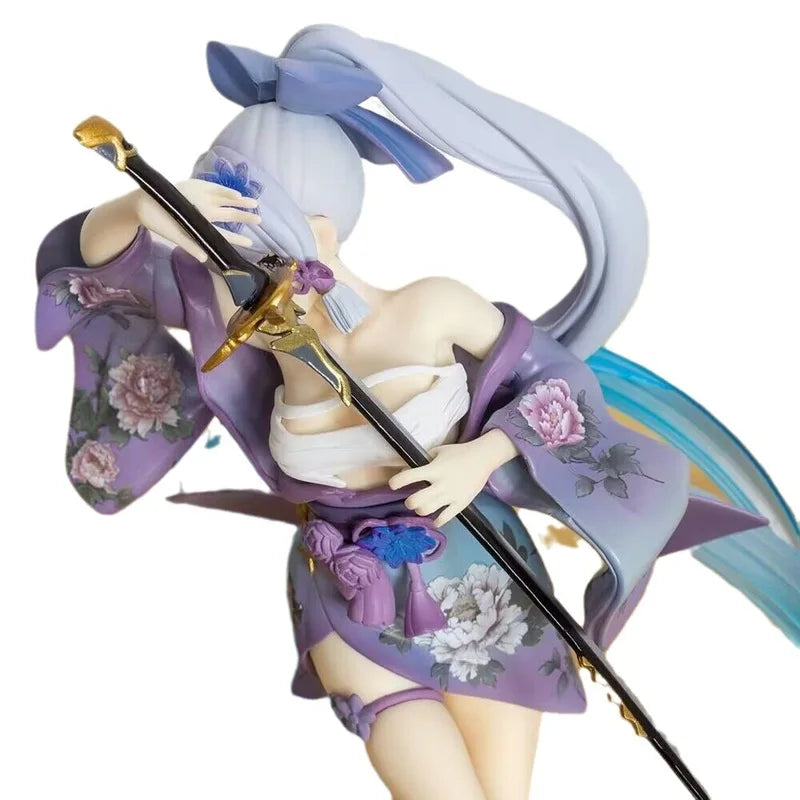 DF Original Drawing Sword Kimono Girl Figure Battle Pose With Base Anime Statue Collectible Model Gift For Fans Bishoujo