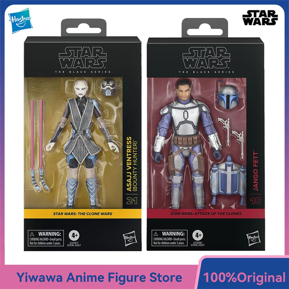 [In-Stock] Hasbro Star Wars The Black Series Jango Fett & Asajj Ventress (Bounty Hunter) 15cm Action Anime Figure Model Toys