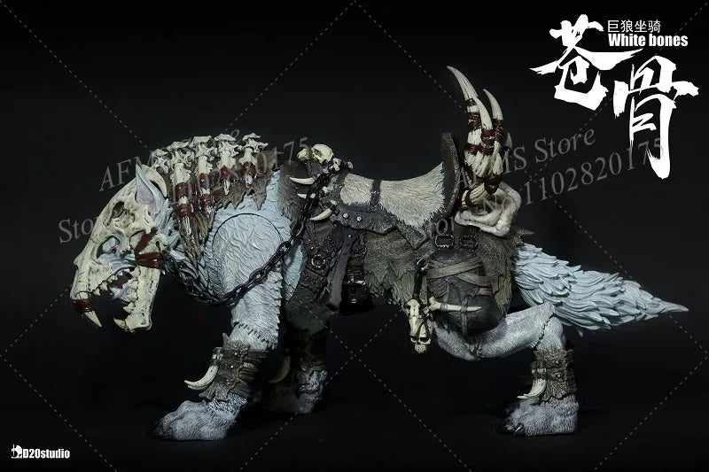 D20 Studio 37Cm 1/12 Scale Collectible Figure Wolf Orc Mounts Giant Wolf Mount White Bone Movable Wolf For 6" 7 "Action Figure