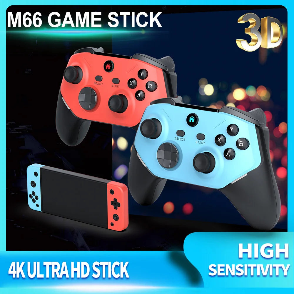 Velec Game Stick M66 4K HD with 128G & 20000+ New Games Dual Wireless Controller for 2 Players Perfect Gift for Kids & Adults