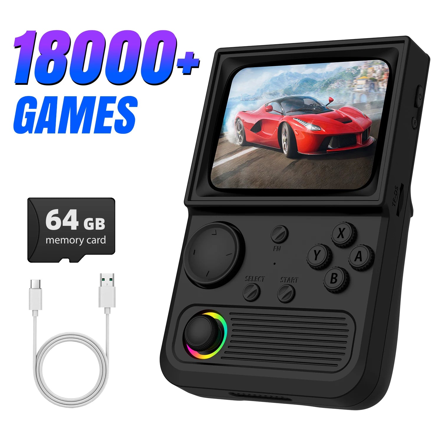 R36T Retro TV Handheld Game Console EmuEMEC System 18000+Game 3.5'' IPS Screen Wi-Fi Multiplayer Portable Pocket Video Console