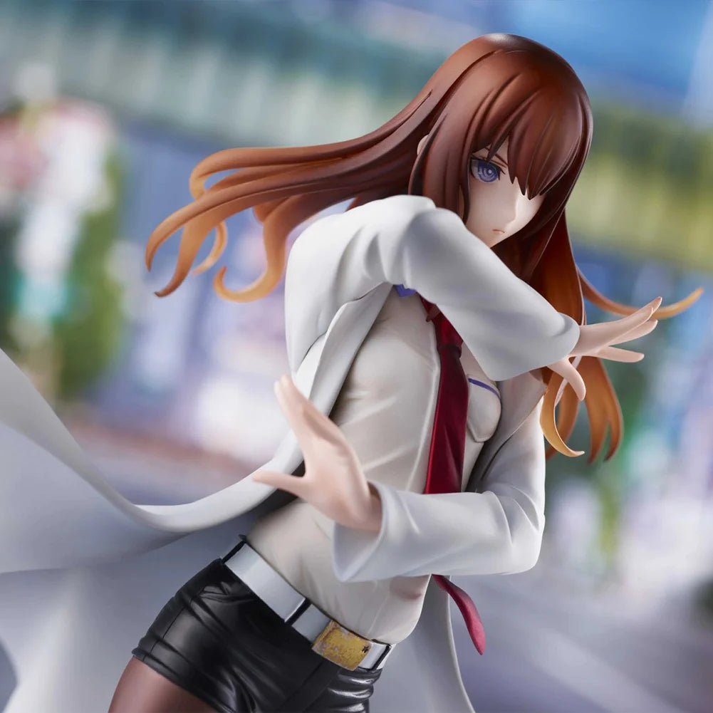 Steins; Gate Аниме Макисе Курису Фигура Курису в изправена поза Екшън фигурка Бели дрехи Модел Настолен настолен модел Сираци Колекция Подаръци