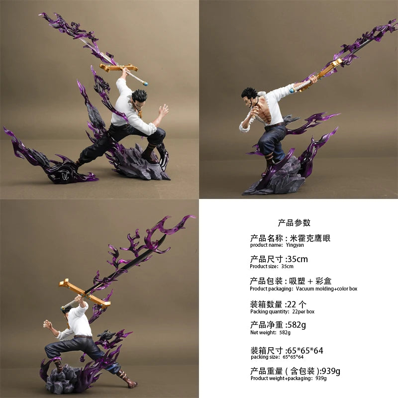 35 cm Dracule Mihawk Figuren One Piece Anime Action Figur PVC Sammlermodell Puppe Statue Spielzeug Ornament Dekoration Geschenk