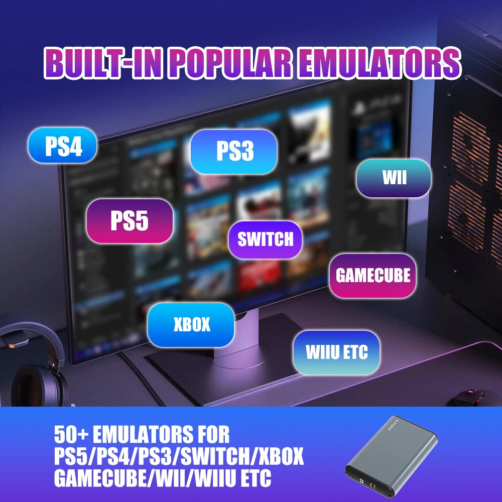 6T Game HDD With 65000+ Retro/PC Games For PS5/PS4/PS3/Switch/XBOX/SNES/N64/Wii/WiiU 3 System in 1 Game Console For Windows PC