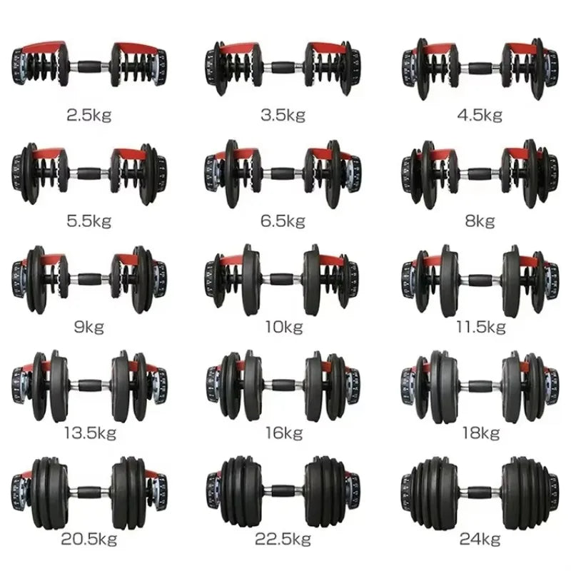 Auf Lager Fitness Freihanteln Langhanteln 24KG 52,5LB Fitnessgeräte Verstellbares Hantelset Für Bodybuilding