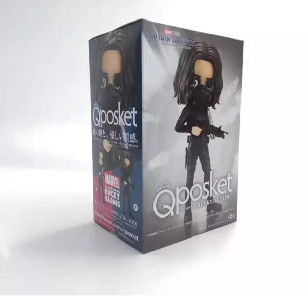 Bandai Original 15Cm Q posket MARVEL Bucky Barnes Action Figure Toys For Kids Gift Collectible Model Ornaments
