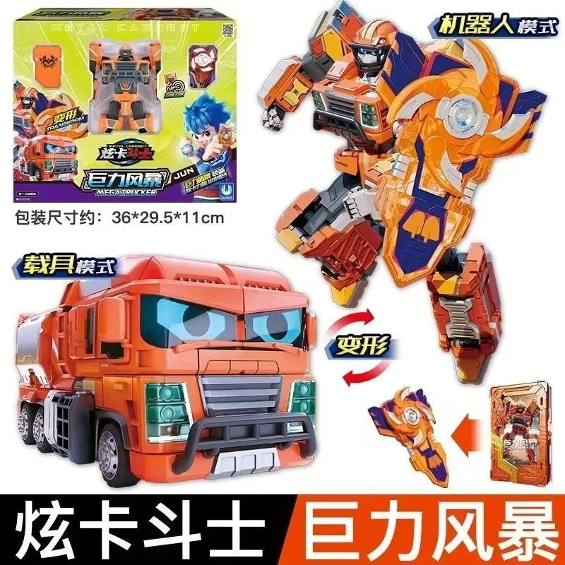In Stock New Metal Cardbot Transforming Robot To Car Action Figures Blue Cop With Card Transformation Car Birthday Toy Gift