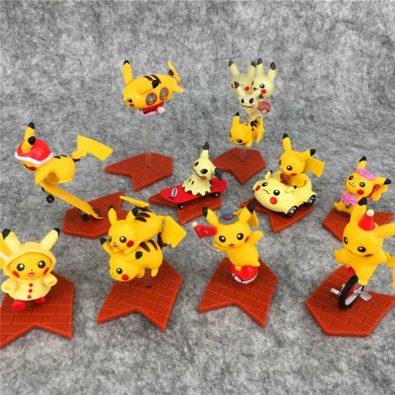 Pokemon Center Summer Seaside Pikachu Parade Edition Q Version Action Figures Cartoon Character Collectible Desktop Ornaments