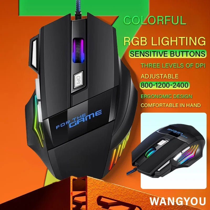 Kabelgebundene Maus mit buntem Atemlicht, geeignet für Notebook-Desktop-Computer, E-Sport-Spiel-Computermaus