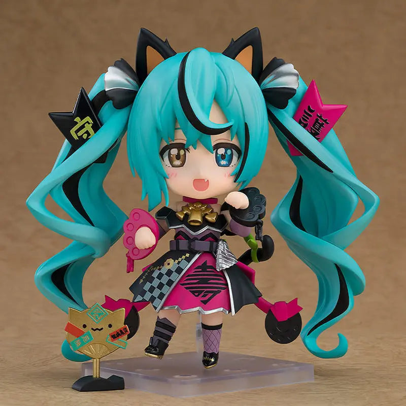 Q Version Hatsune Miku Black Lucky Cat Version Action Figure Anime Collectible Model Trendy Toy Desktop Ornament Surprise Gift