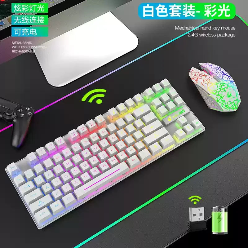 Neu Free Wolf T3 Drahtlose Tastatur Lade Weiß Notebook Gaming Büro Unbegrenzte Dedizierte Tastatur Und Maus Set Urlaub Geschenk