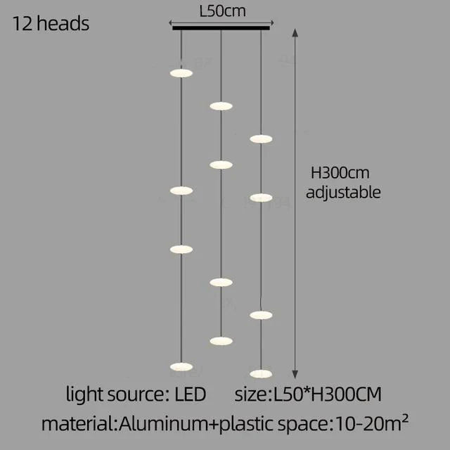 Modern Led staircase chandelier living room hanging light designer Villa duplex building  oval string attic pendant lighting
