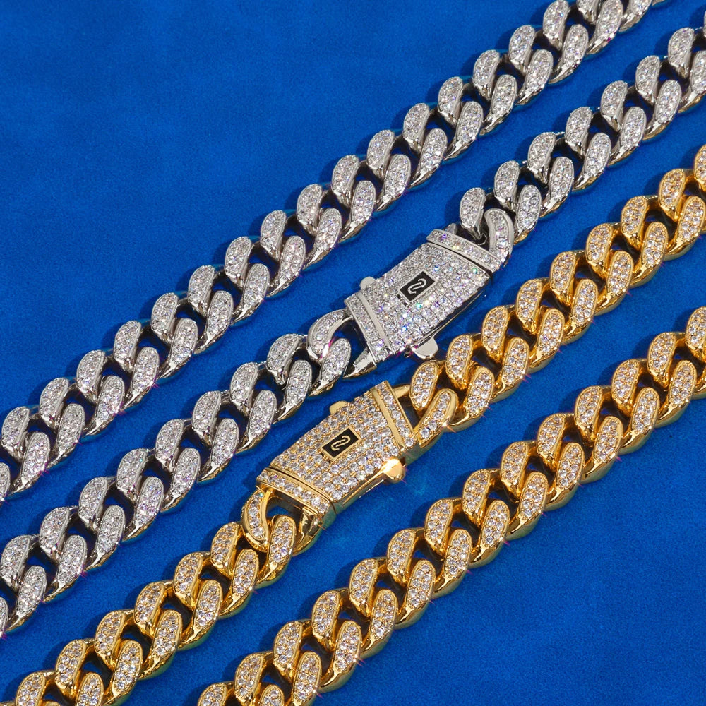 HHIOK Fashion 12mm Iced Monaco Cuban Bracelet Miami Double Row Inlaid Cubic Zirconia Hip-Hop Style For Men And Women