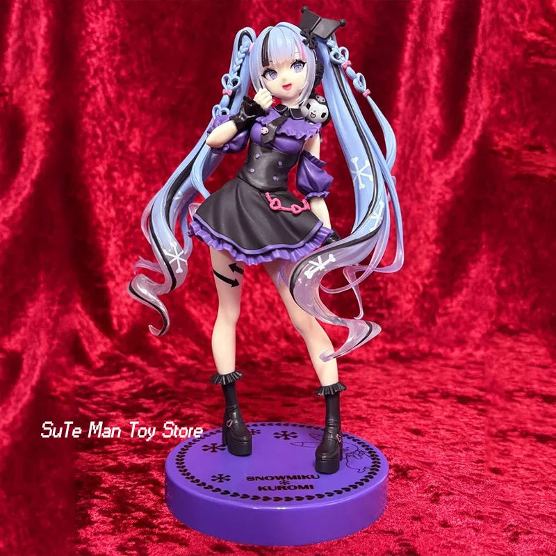 Genuine FuRyu Hatsune Snowmiku Kuromi Action Figure Trendy Doll Garage Kit Desktop Ornament Decoration Toy Girl Birthday Gift